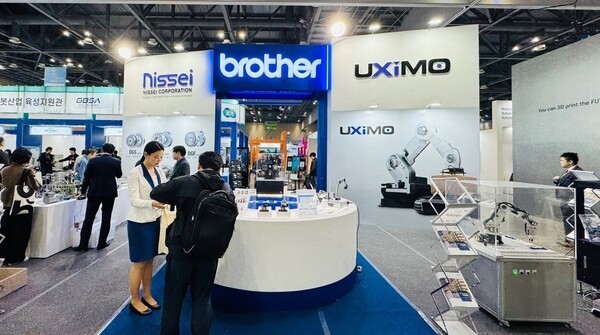 브라더코리아가 지난 5일부터 8일까지 일산 킨텍스에서 열린 ‘2025 로보월드’에 참가해 로봇 구성의 핵심 부품인 모터 및 감속기 제품과 기술력을 선보였다. [사진=브라더코리아]<br>" height="335" loading="lazy